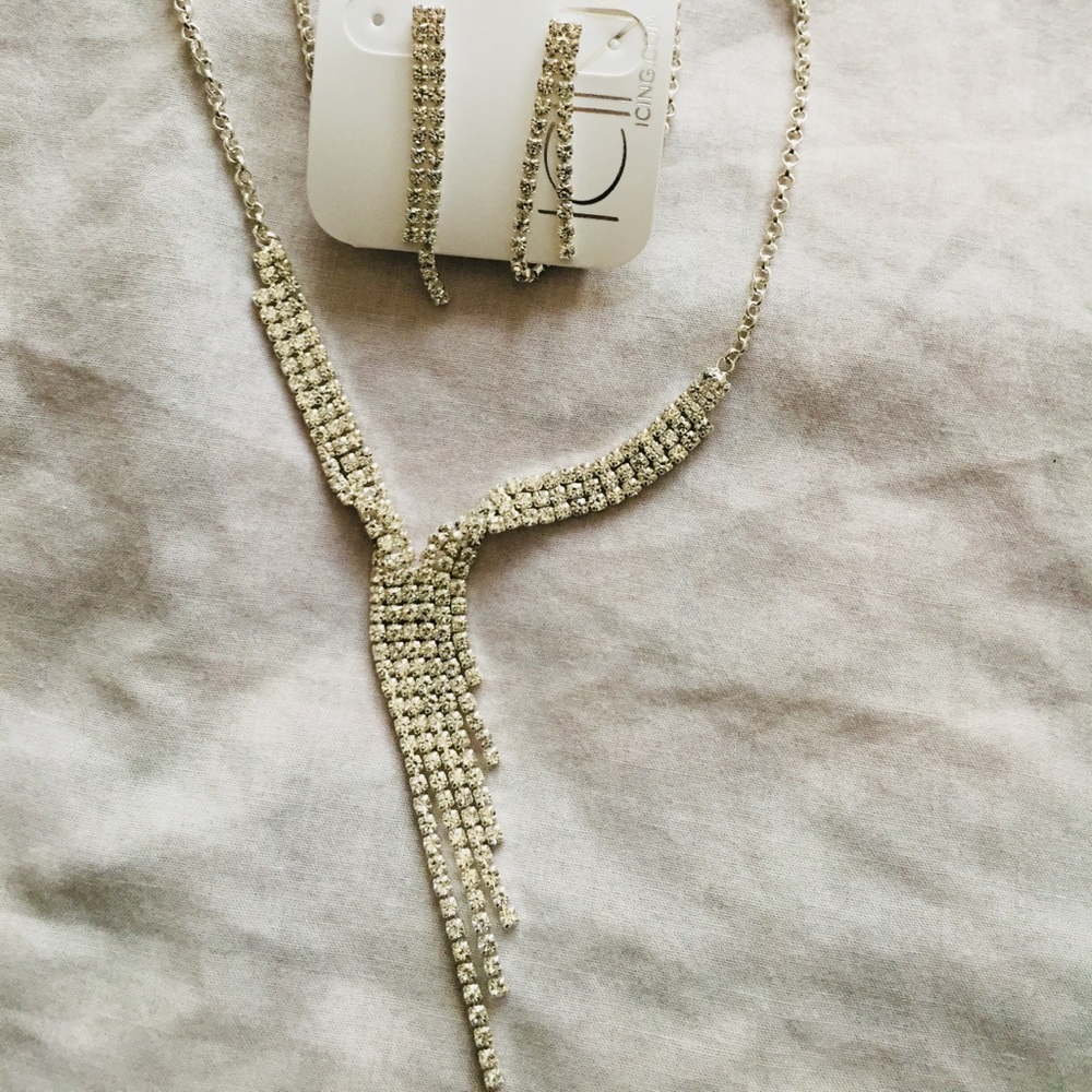 Silver Necklace and Earrings Set